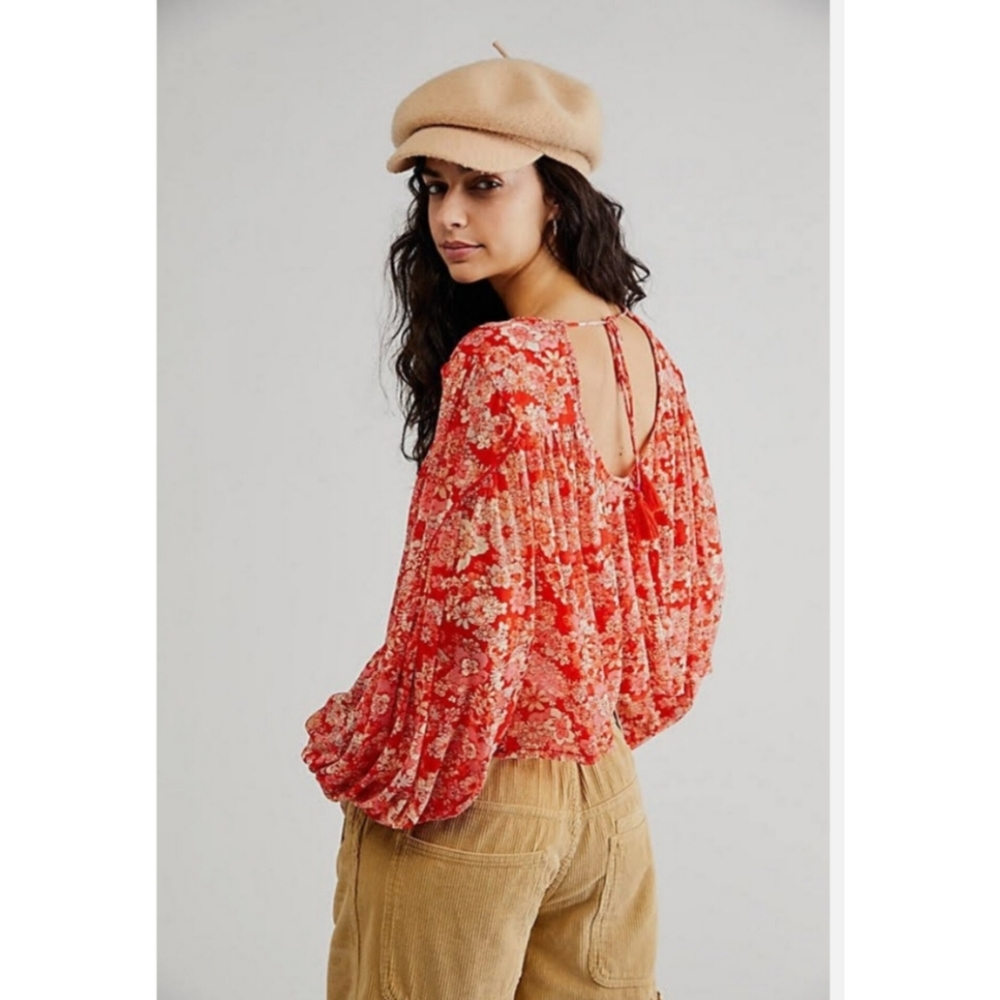 NWOT Free People Georgette Print Top Size Small